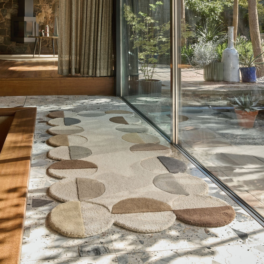 Wollteppich Kreis Wellenform - Wohnzimmer_Erdtöne_Läufer_