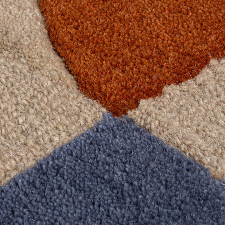 Wollteppich Kreis Wellenform - Wohnzimmer_Beige-Multicolor_Läufer_