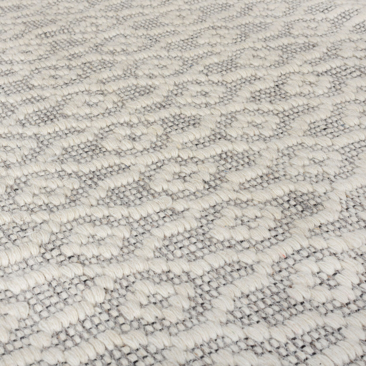 Teppich Wolle Kurzflor Diamant Muster - Wohnzimmer_Hellgrau_Rechteckig_