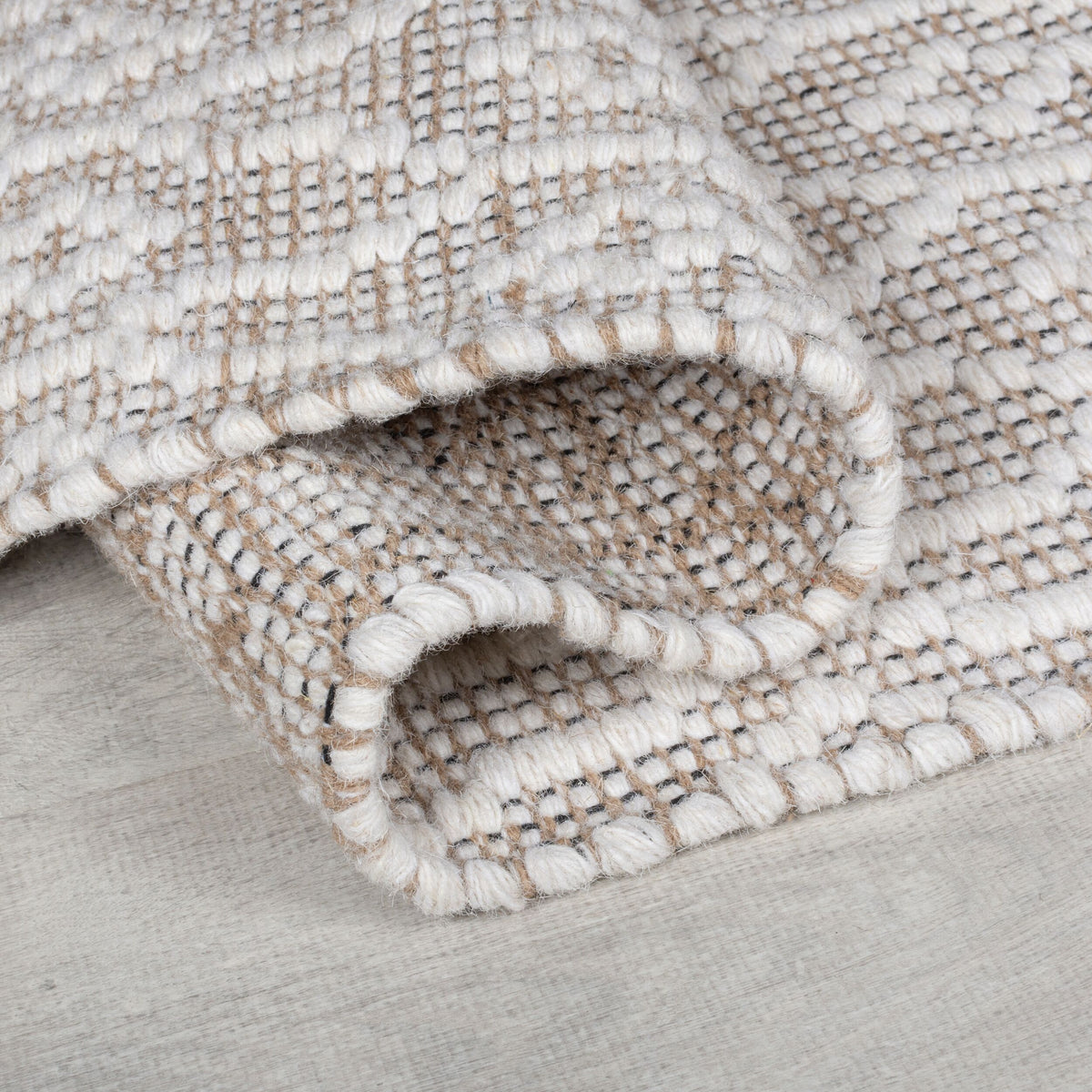 Teppich Wolle Kurzflor Diamant Muster - Wohnzimmer_Rechteckig_