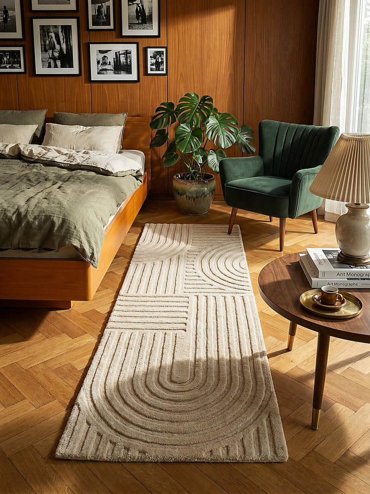 Teppich Beige Läufer gemütliche Wohnszene_