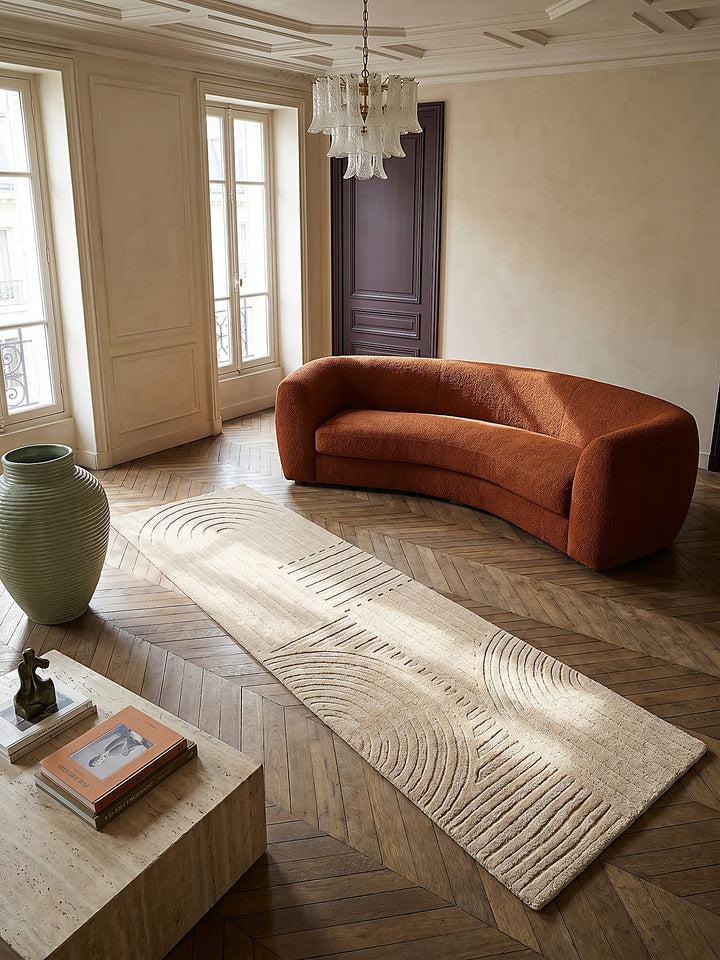 Teppich Beige Läufer Draufsicht_