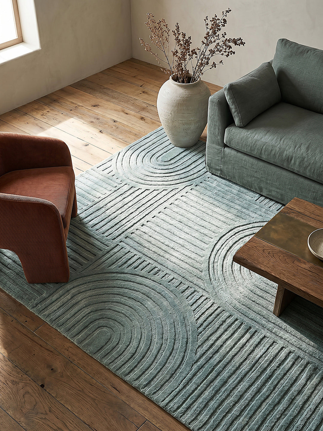 Teppich Türkis rechteckig Musteransicht von oben Designkollektion_