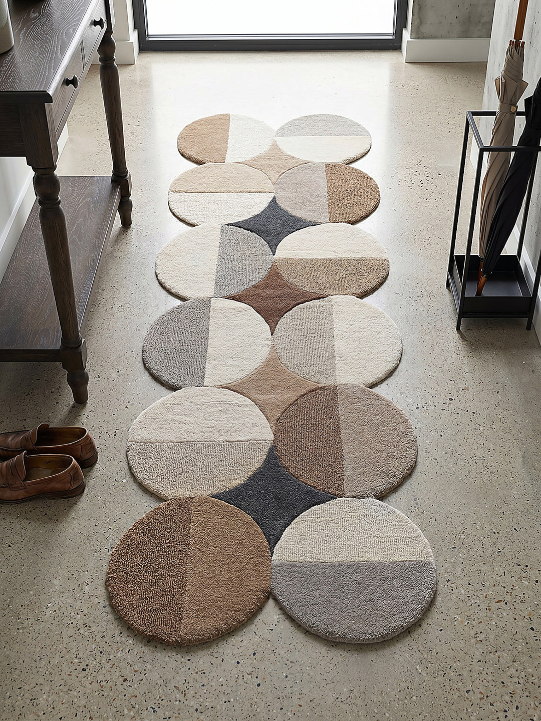 Teppich Beige-Braun Läufer Musteransicht von oben Designkollektion_