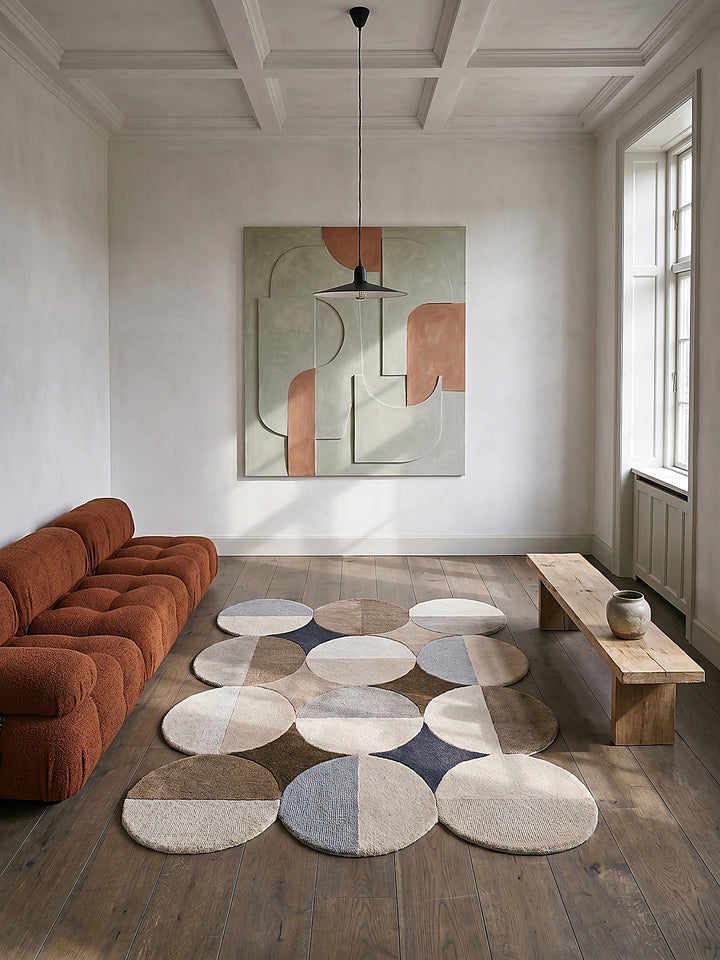 Teppich Beige-Braun rechteckig Musteransicht von oben Designkollektion_