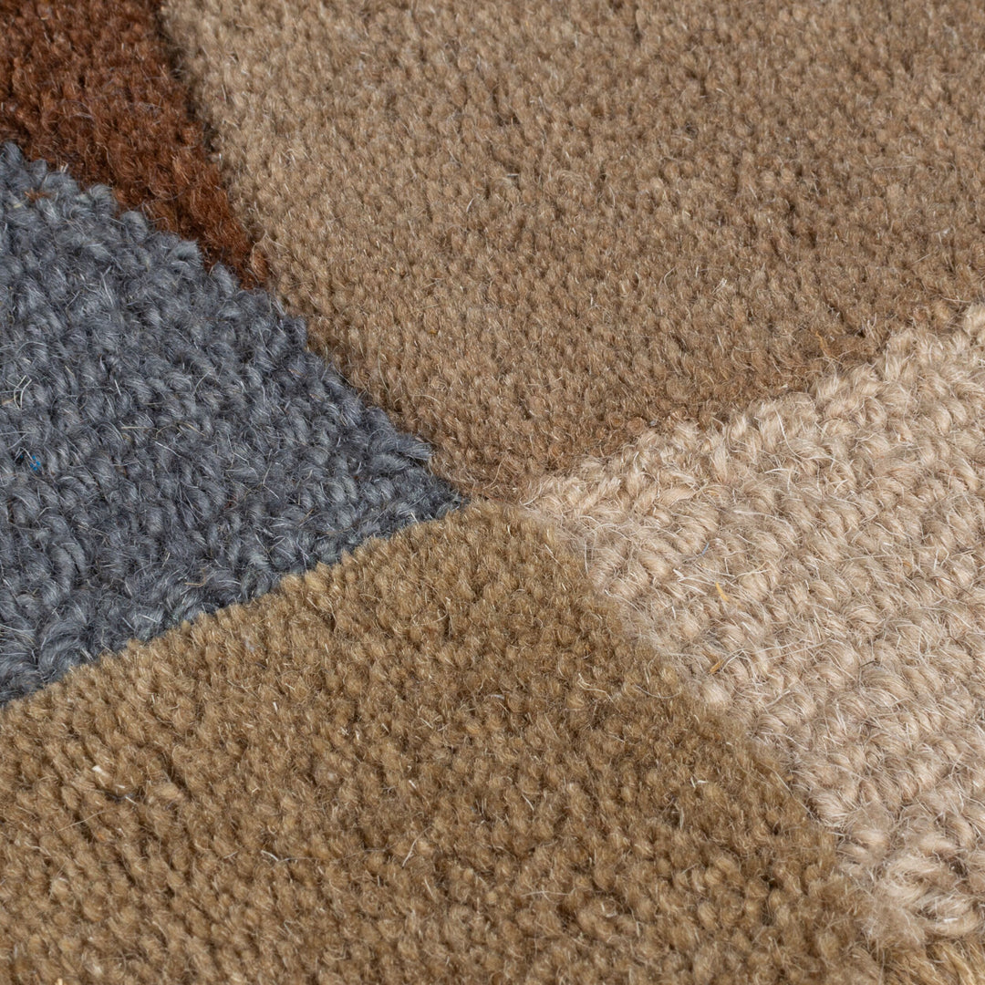 Wollteppich Kreis Wellenform - Wohnzimmer_Beige-Braun_Läufer_