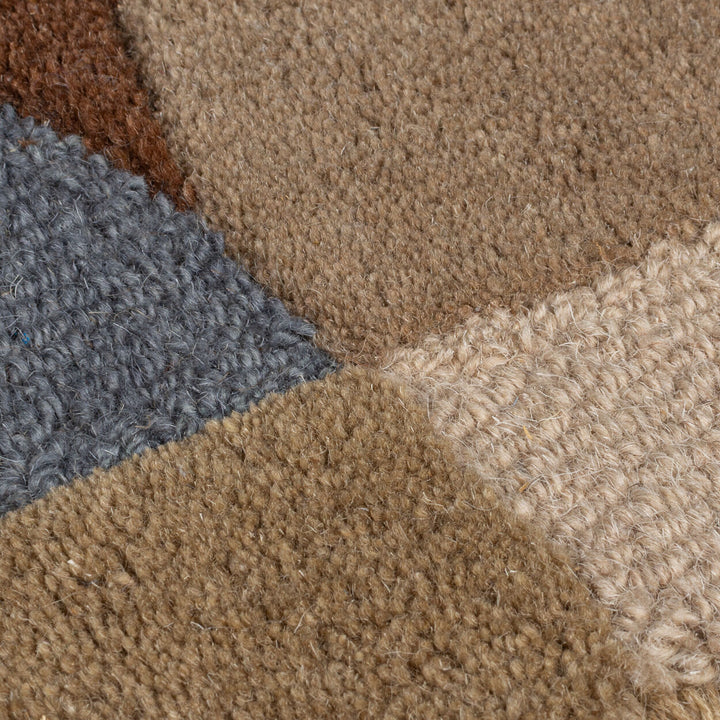 Wollteppich Kreis Wellenform - Wohnzimmer_Beige-Braun_Läufer_