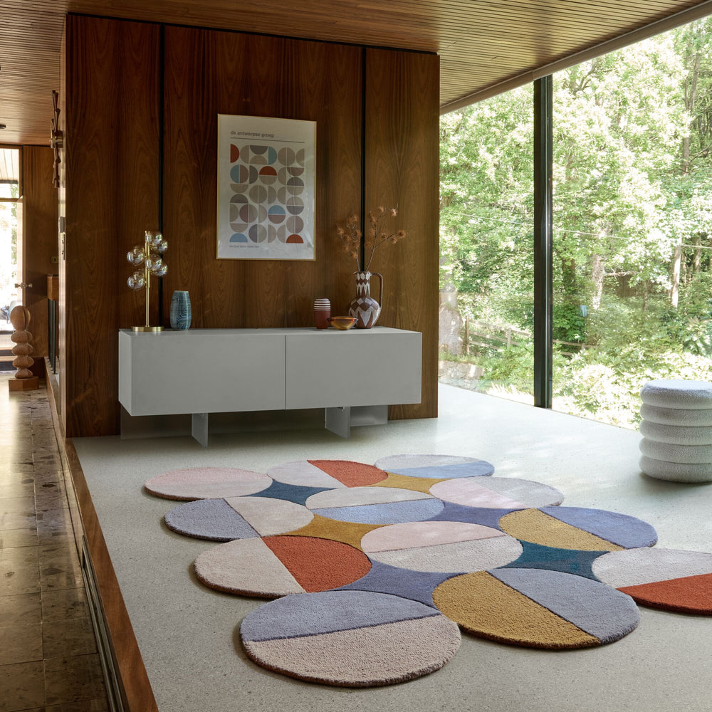 Wollteppich Kreis Wellenform - Wohnzimmer_Multicolor_Rechteckig_
