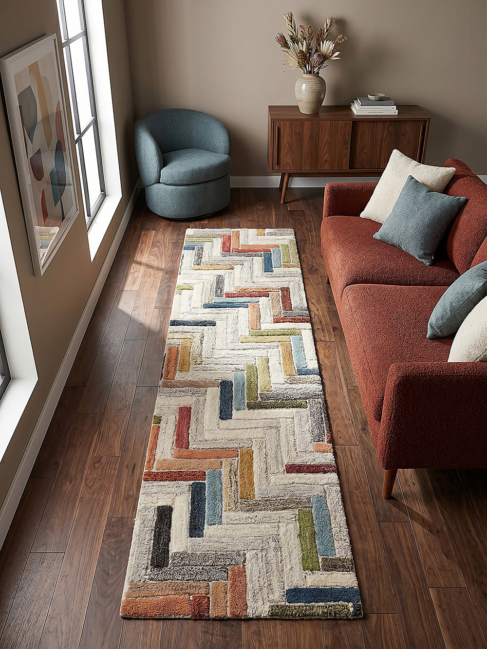 Teppich Multicolor Läufer Musteransicht von oben Designkollektion_