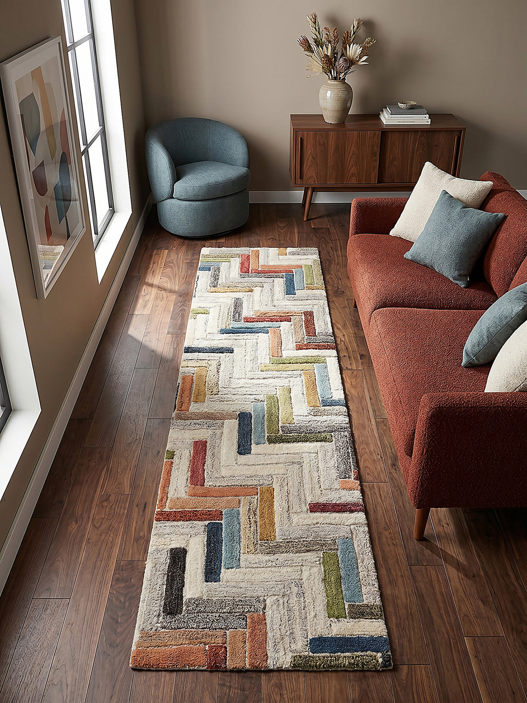Teppich Multicolor Läufer Musteransicht von oben Designkollektion_