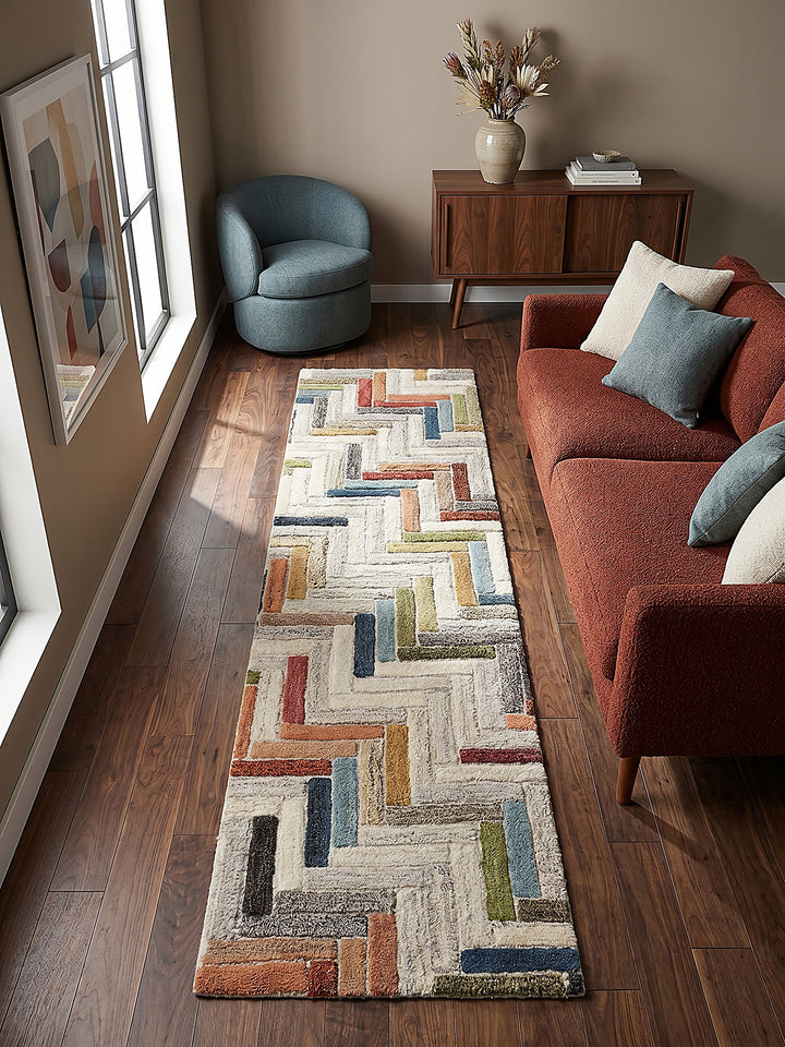 Teppich Multicolor Läufer Musteransicht von oben Designkollektion_