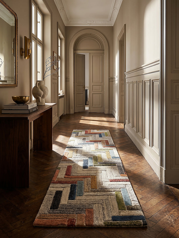 Teppich Multicolor Läufer im modernen Wohnzimmer Einrichtungsidee_