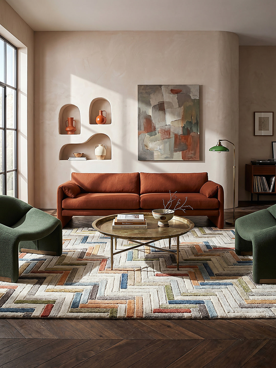 Teppich Multicolor rechteckig im modernen Wohnzimmer Einrichtungsidee_