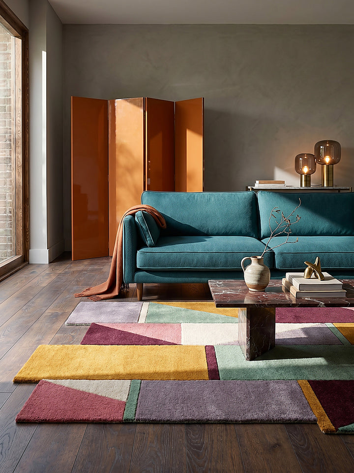 Teppich Pastel/Multi rechteckig gemütliche Wohnszene_