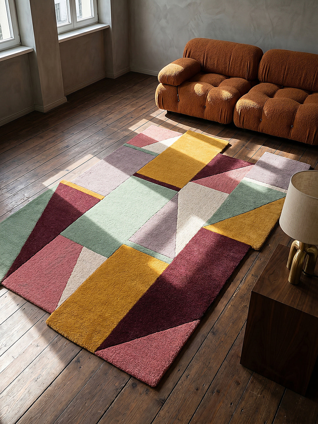 Teppich Pastel/Multi rechteckig Draufsicht_