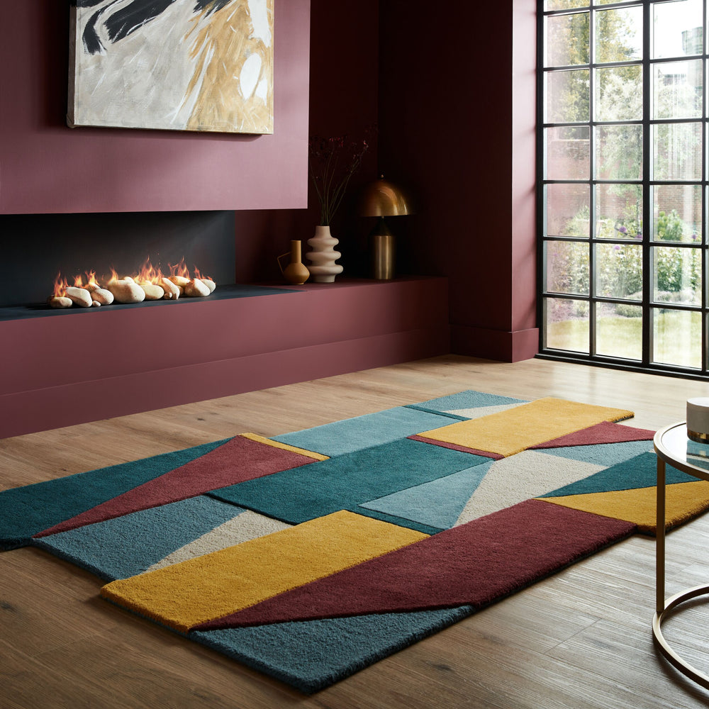 Wollteppich Shuffle Muster - Abstrakt - Wohnzimmer_Multicolor_Shaped_