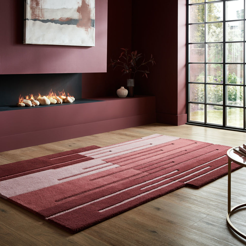 Wollteppich Ombre Muster - Abstrakt - Wohnzimmer_Rot_Shaped_
