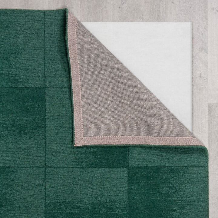 Wollteppich Karo-Design - handgeschnitzt SID - Grün 120x170 cm_Rechteckig_