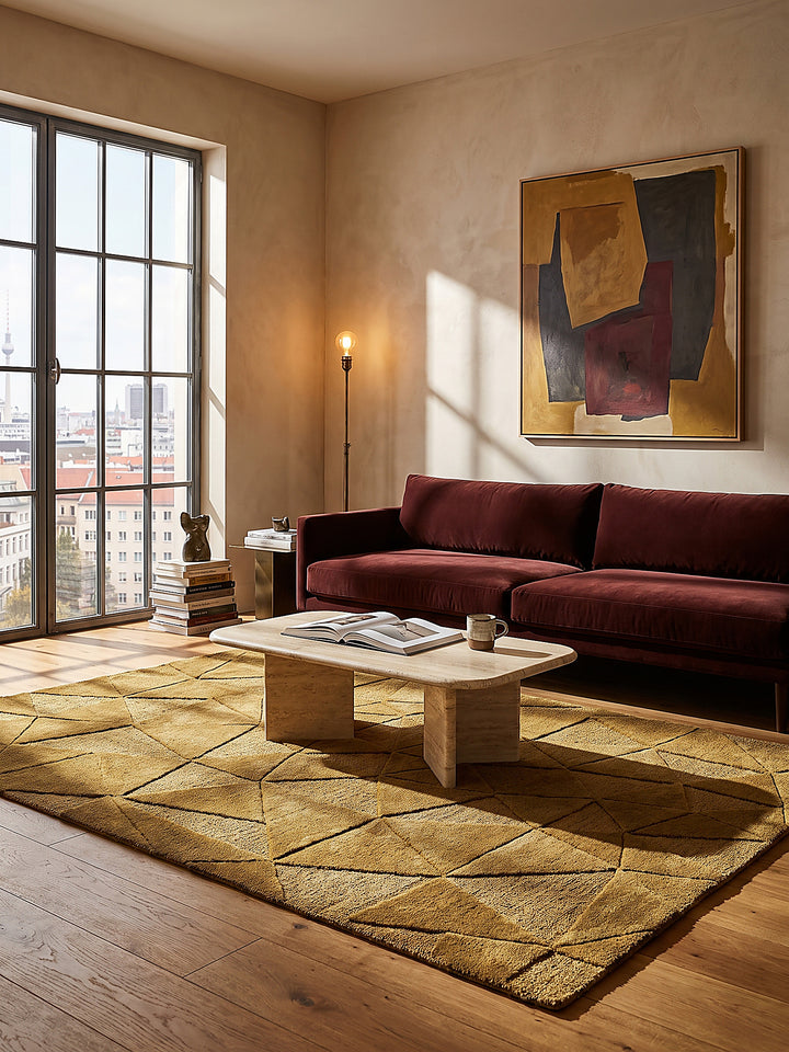 Teppich Ocker rechteckig im modernen Wohnzimmer_