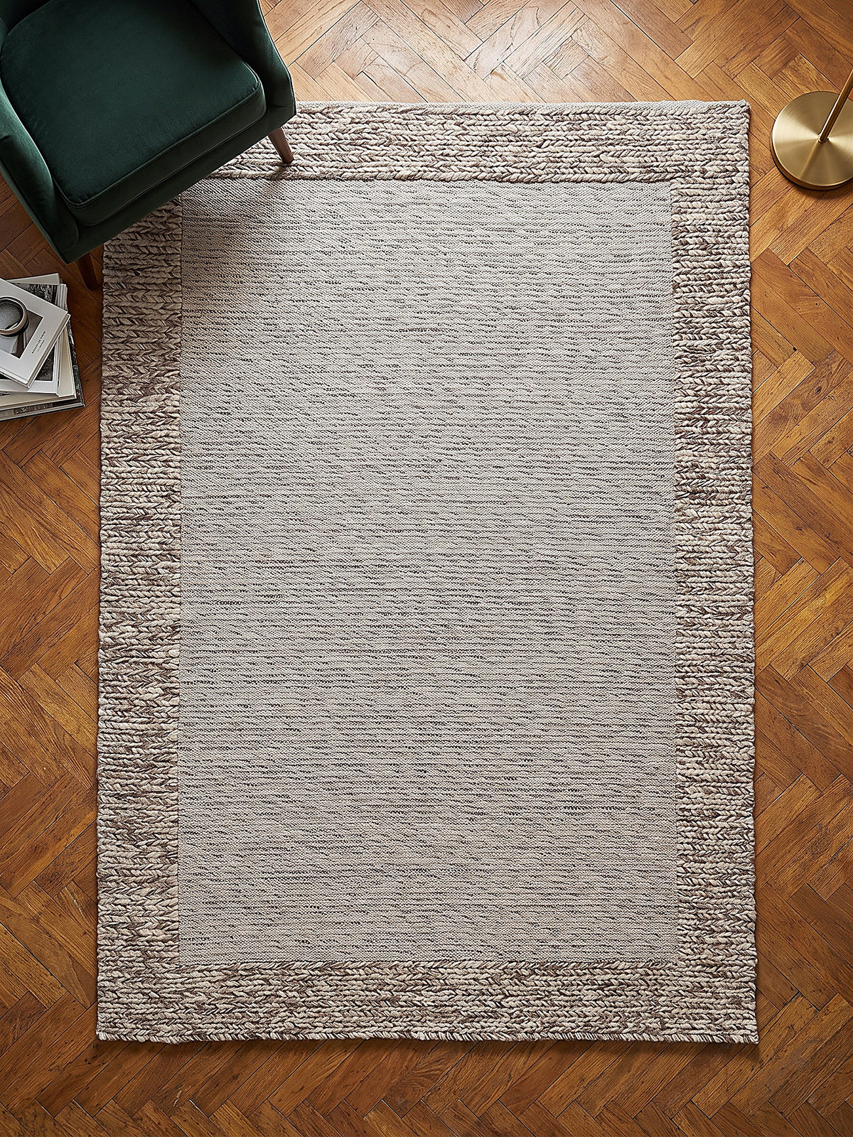 Teppich Beige-Braun rechteckig Draufsicht_
