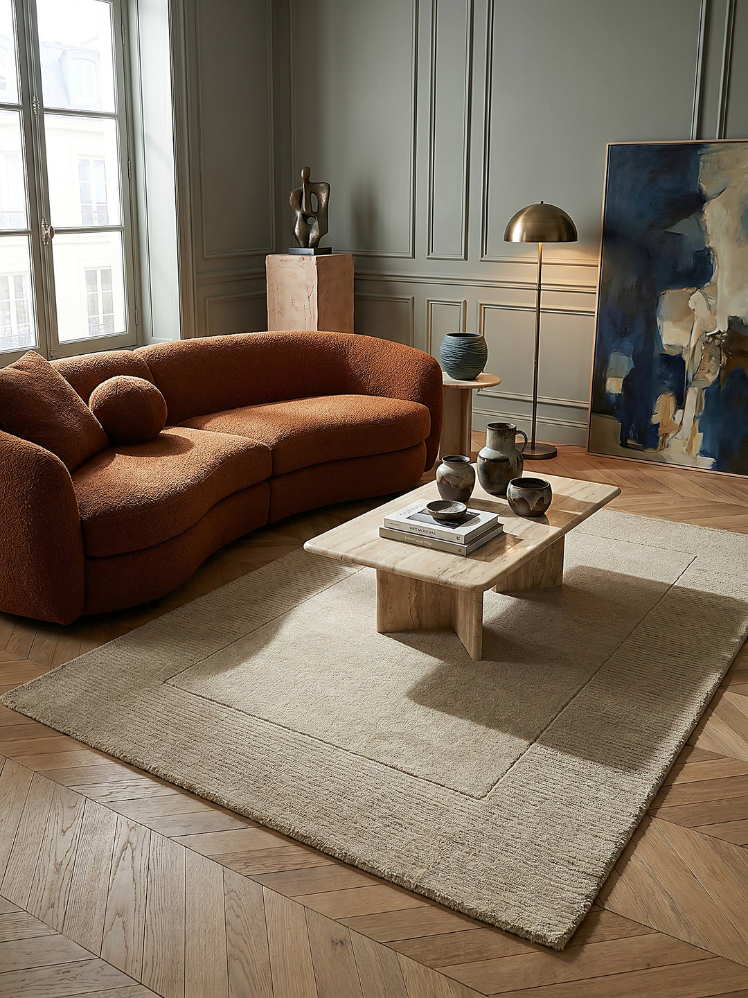 Teppich Beige rechteckig Musteransicht von oben Designkollektion_