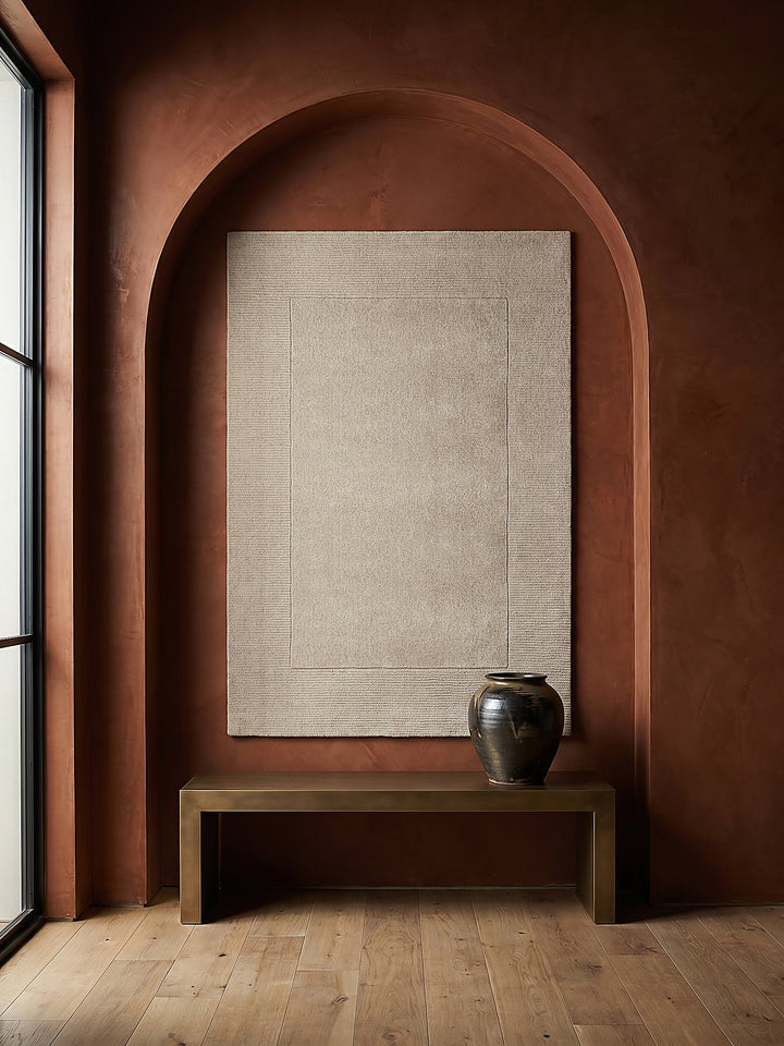 Teppich Beige rechteckig als Wandteppich Wanddekoration Textilkunst Interior Design_