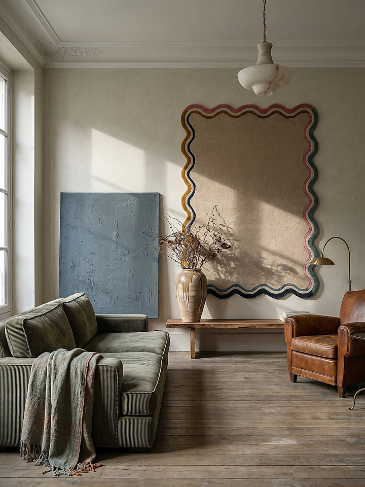 Teppich Natur rechteckig als Wandteppich Wanddekoration Textilkunst Interior Design WINCH_