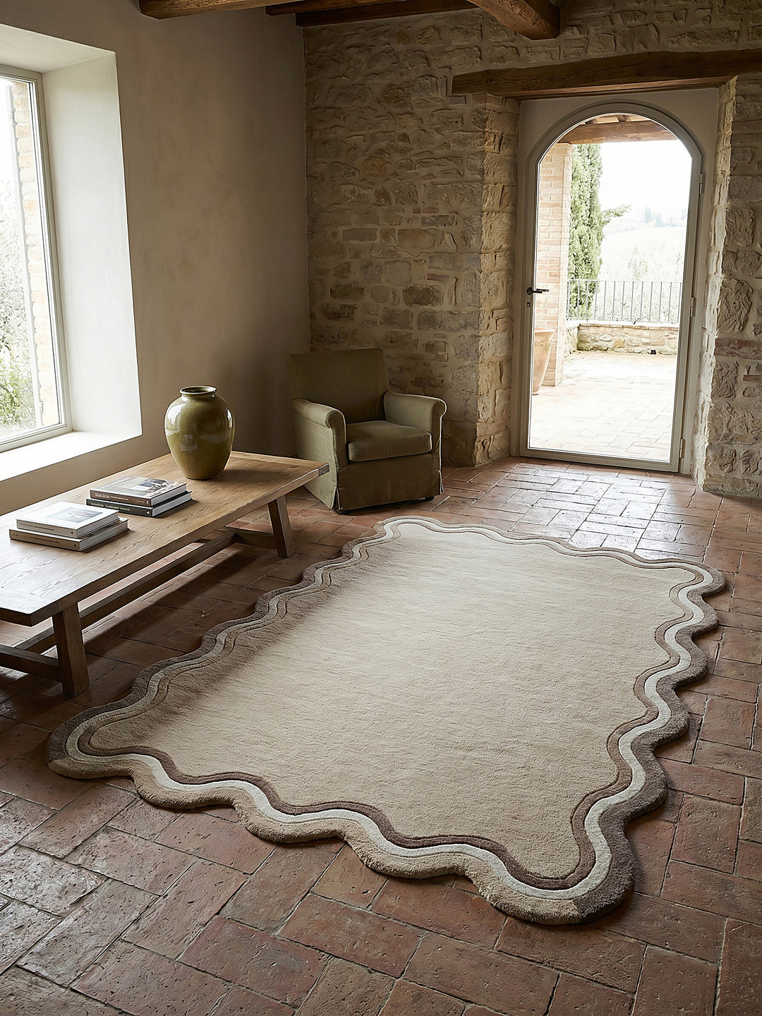 Teppich Naturfarben rechteckig Musteransicht von oben Designkollektion_