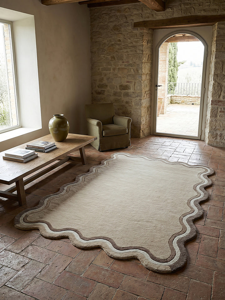 Teppich Naturfarben rechteckig Musteransicht von oben Designkollektion_
