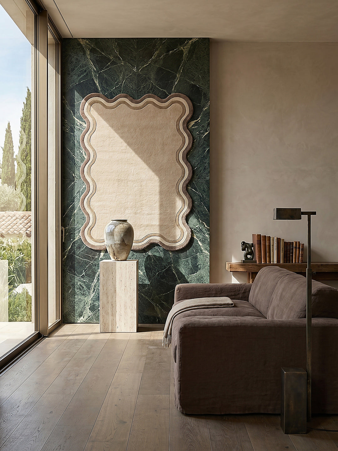 Teppich Naturfarben rechteckig als Wandteppich Wanddekoration Textilkunst Interior Design_