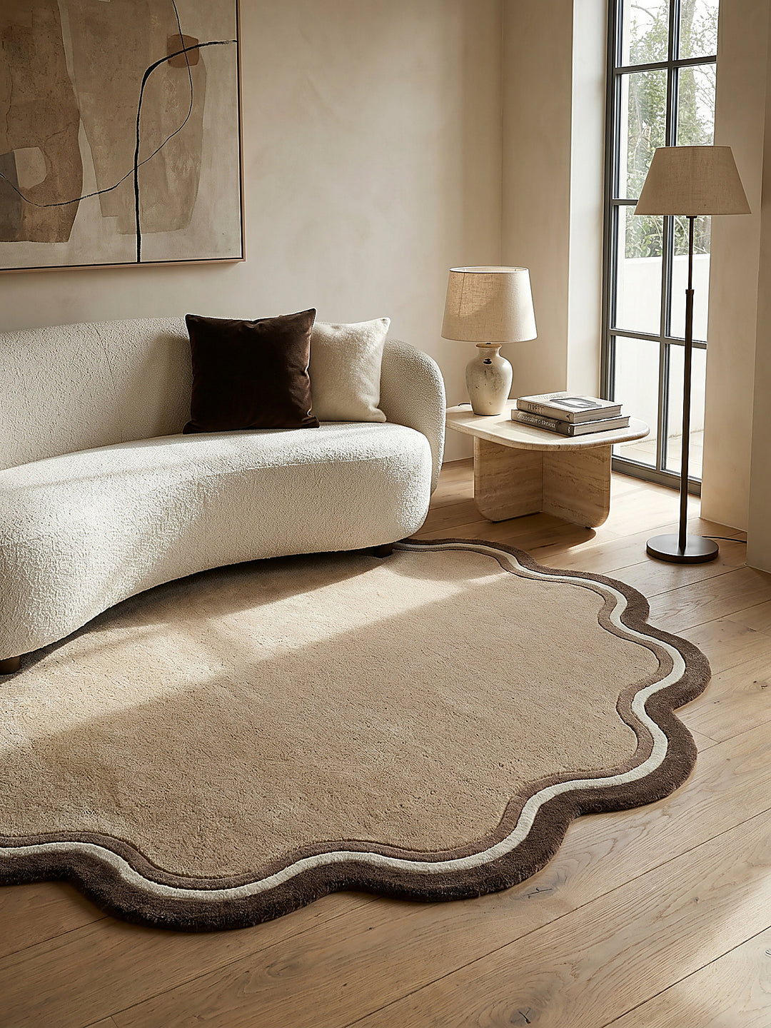 Teppich Naturfarben rund Musteransicht von oben Designkollektion_