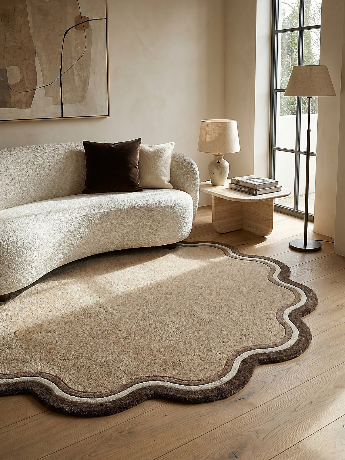 Teppich Naturfarben rund Musteransicht von oben Designkollektion_