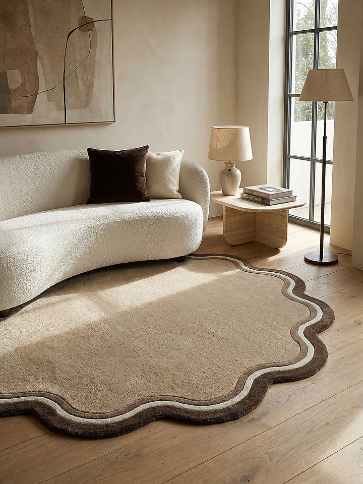 Teppich Naturfarben rund Musteransicht von oben Designkollektion_