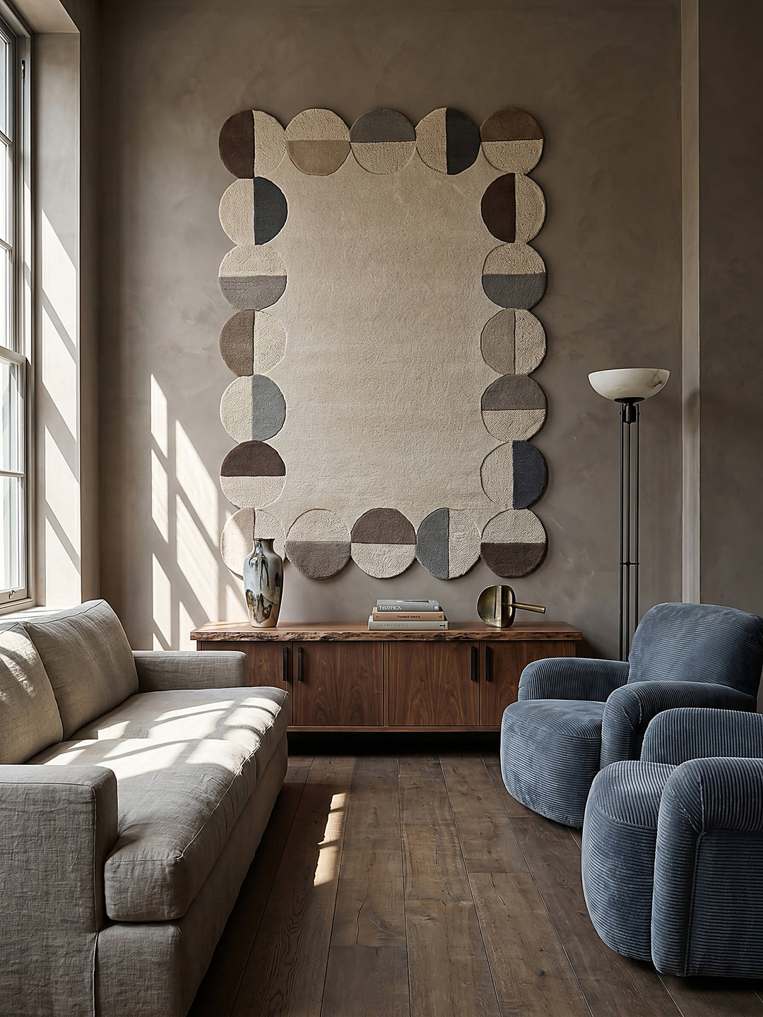 Teppich Erdtöne rechteckig als Wandteppich Wanddekoration Textilkunst Interior Design HALLEIN_