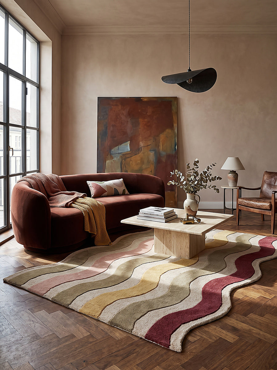 Teppich Natur-Rot rechteckig Editorial Styling_