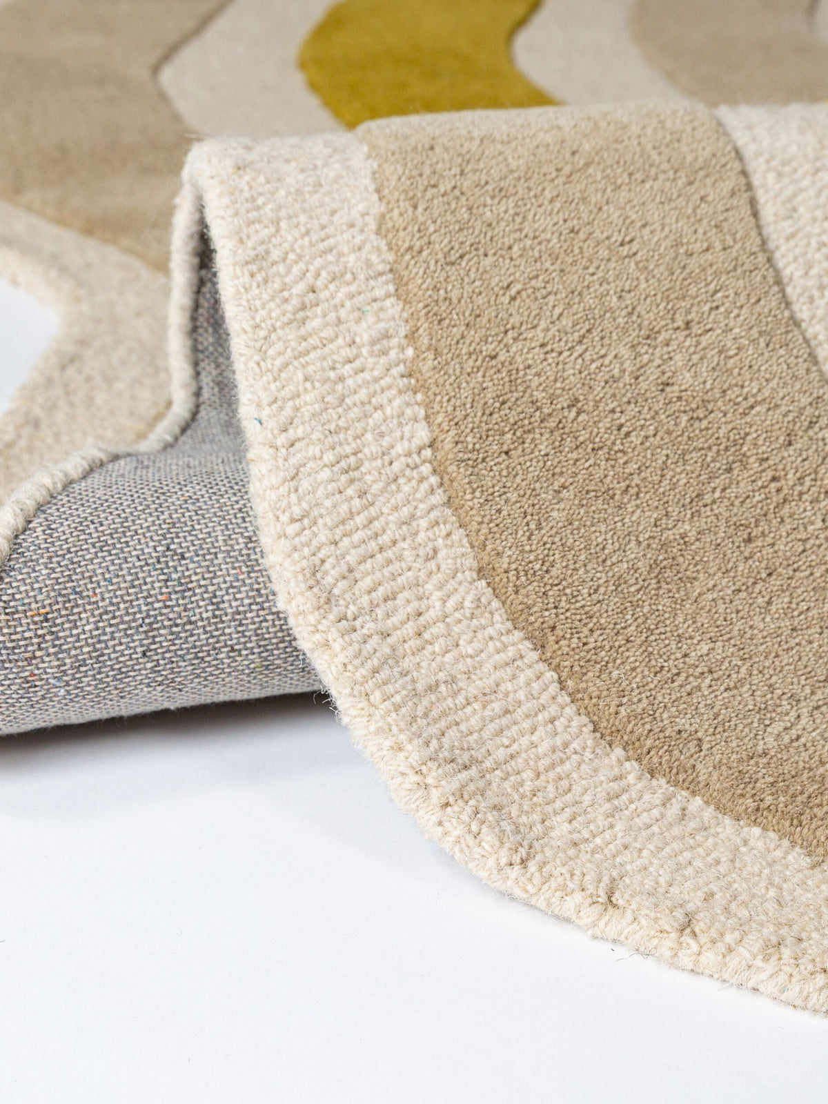 Teppich Erdtöne-Grün rechteckig WOOL Einrichtung Wohnidee Bodenbelag MONNOW_