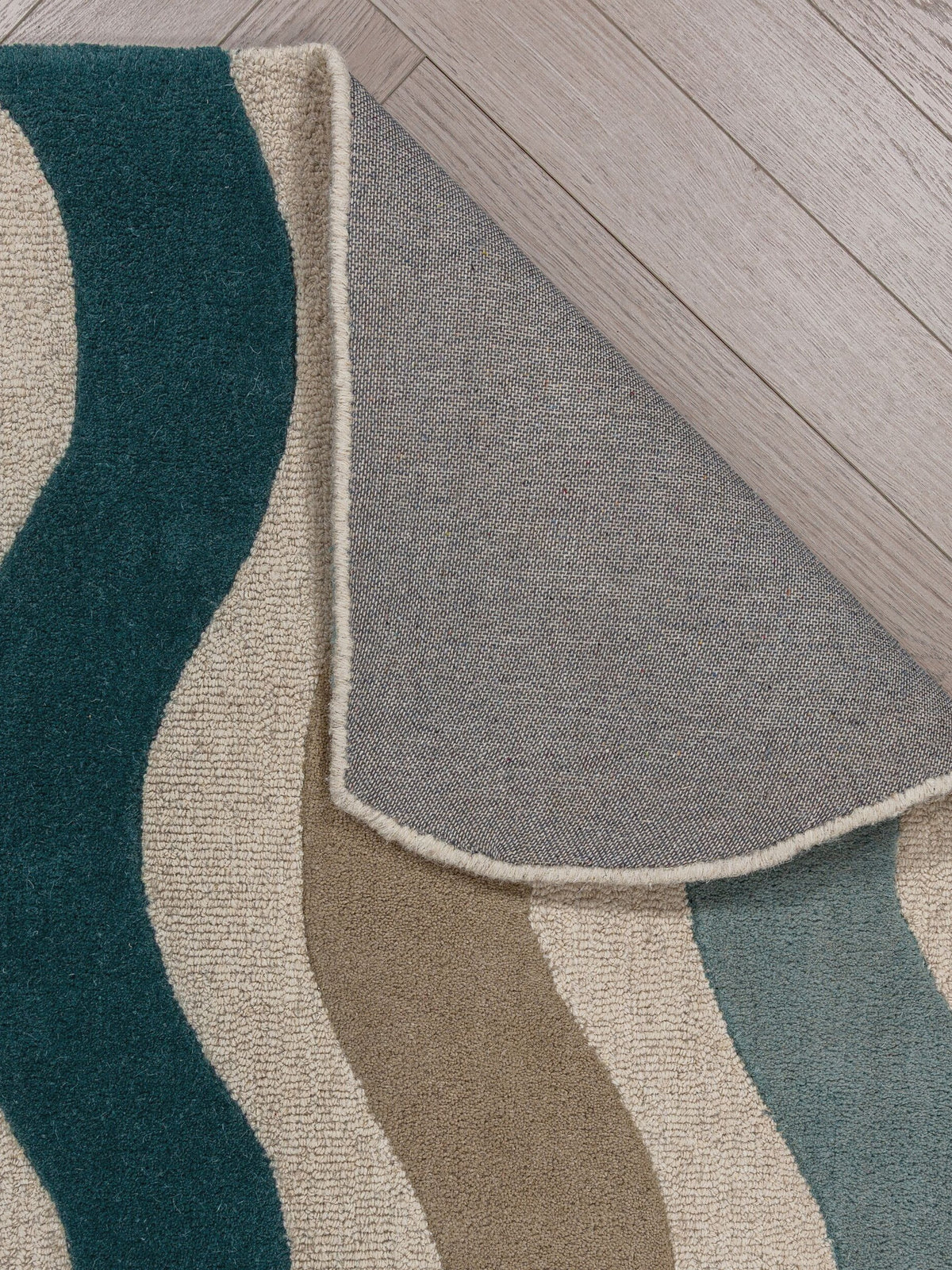 Teppich Natur-Blau rechteckig WOOL Einrichtung Wohnidee Bodenbelag MONNOW_
