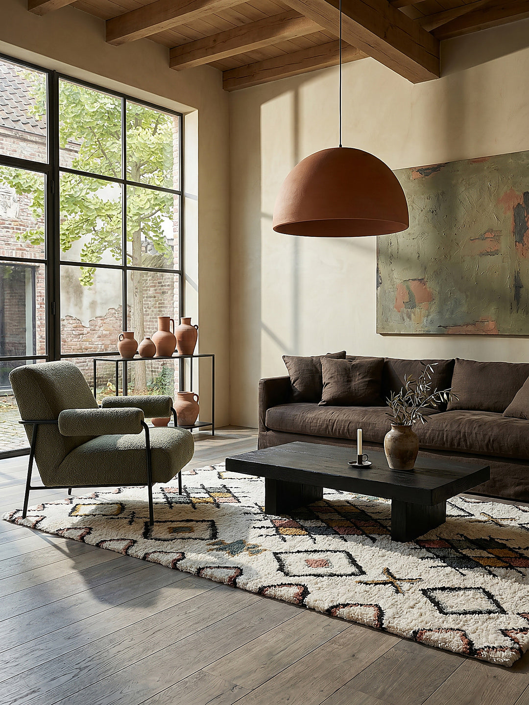Teppich Multicolor rechteckig im modernen Wohnzimmer Einrichtungsidee_