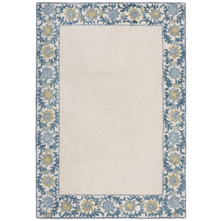 Teppich Kurzflor Unifarben - Floral Bordüre - Wohnzimmer_Rechteckig_