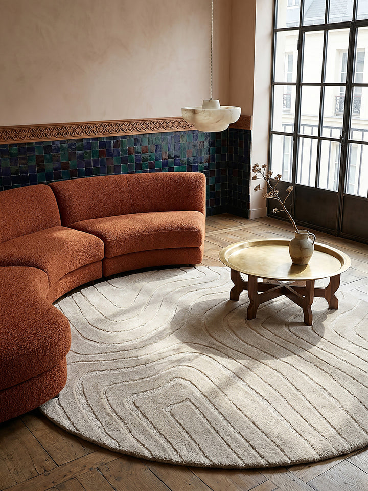 Teppich Beige rund Musteransicht von oben Designkollektion_