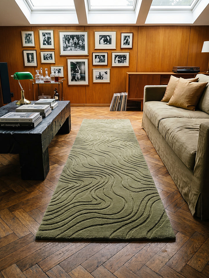 Teppich Olivegrün Läufer Musteransicht von oben Designkollektion_