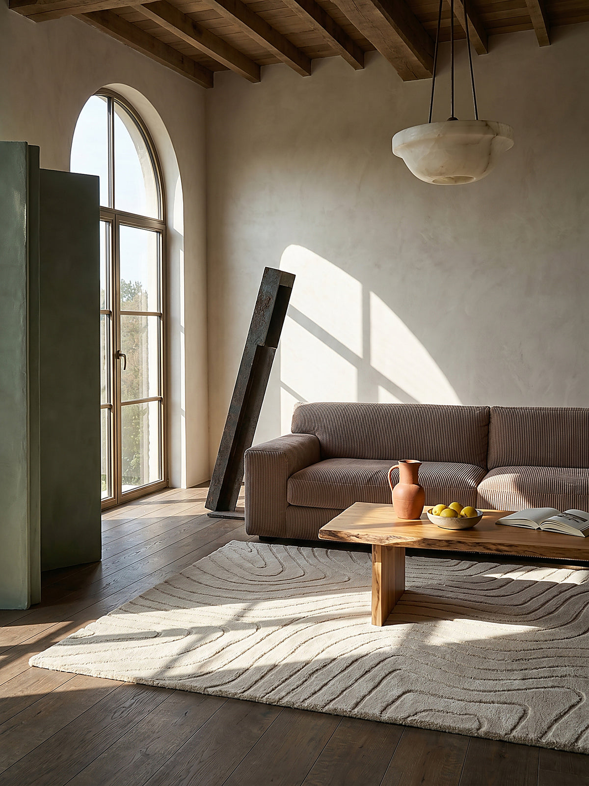 Teppich Beige rechteckig im modernen Wohnzimmer Einrichtungsidee