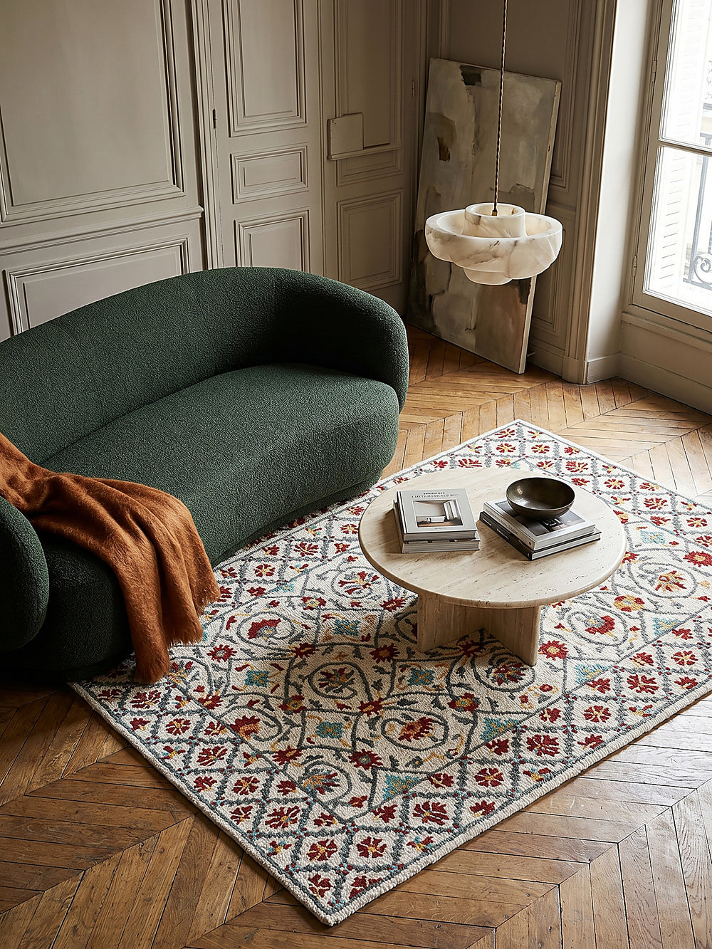 Teppich Rot-Blau rechteckig Musteransicht von oben Designkollektion_