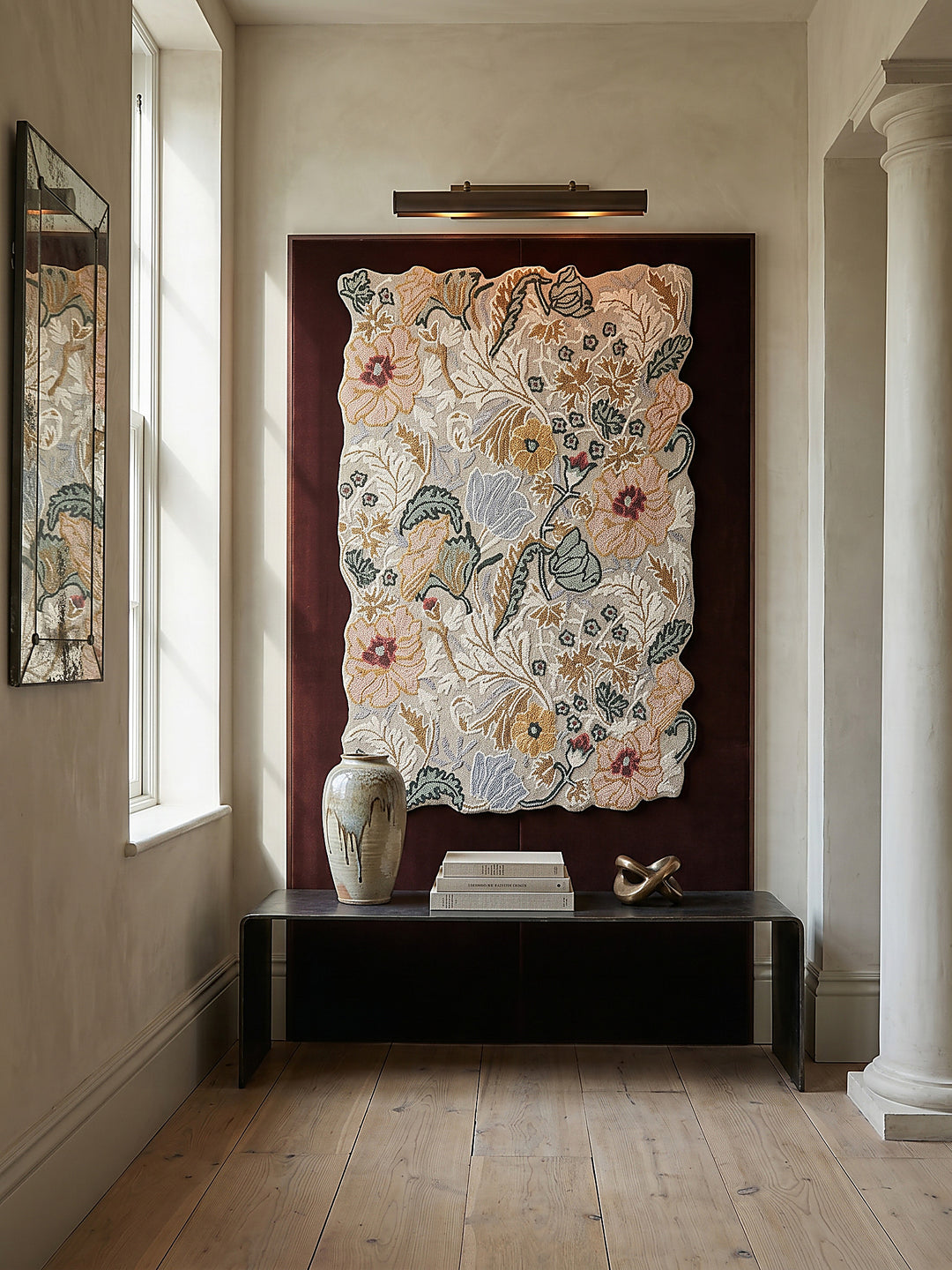 Teppich Hellrosa rechteckig als Wandteppich Wanddekoration Textilkunst Interior Design_