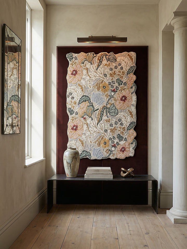 Teppich Hellrosa rechteckig als Wandteppich Wanddekoration Textilkunst Interior Design_