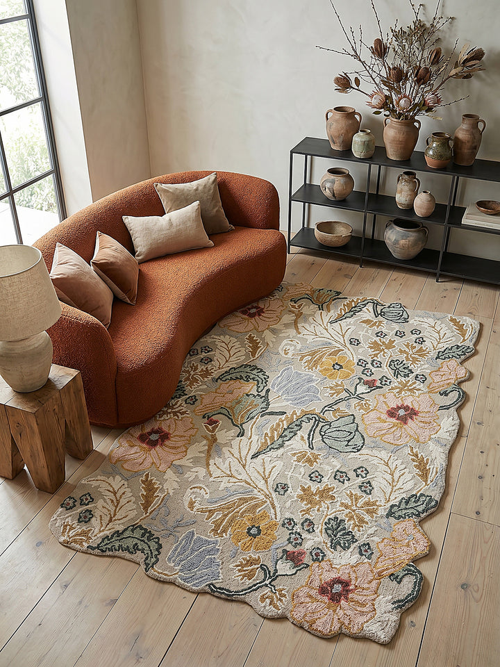 Teppich Hellrosa rechteckig Musteransicht von oben Designkollektion_