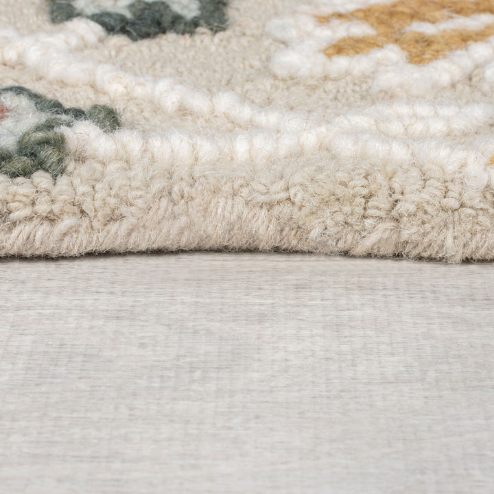 Wollteppich handgetuftet Floral Design mit Geformten Kanten  - Hochwertige Wolle_Läufer_