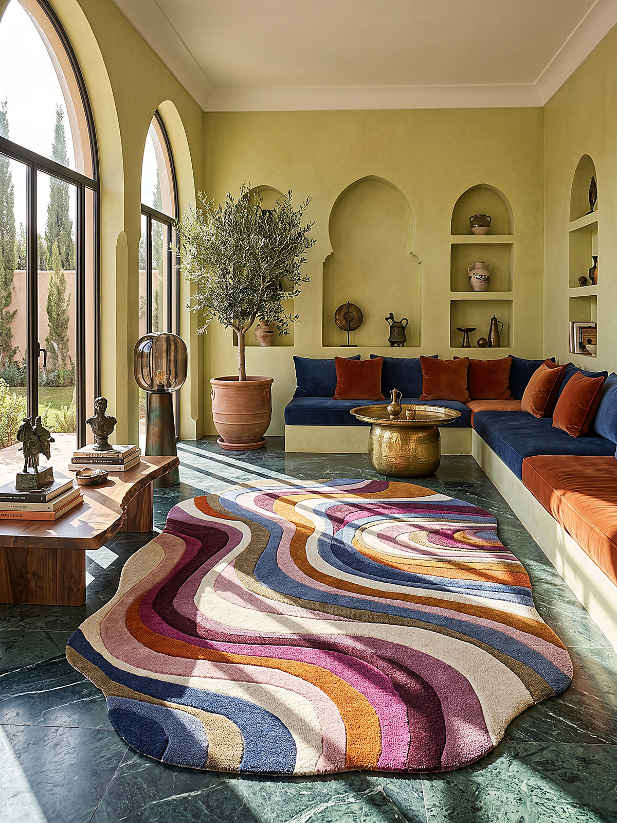 Teppich Multi oval im modernen Wohnzimmer_