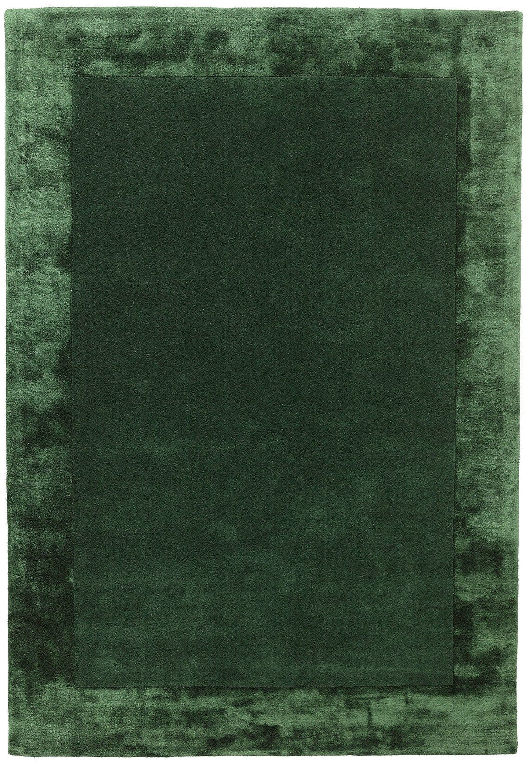 Grüner Wollteppich - 120x170cm - Handgewebt - Viskosebordüre - Gemütliche Wohnatmosphäre - Kadima Design_