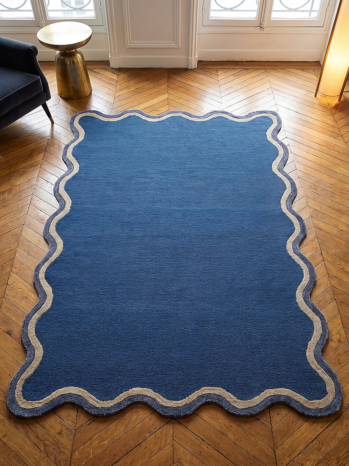 Teppich Marineblau rechteckig Draufsicht_